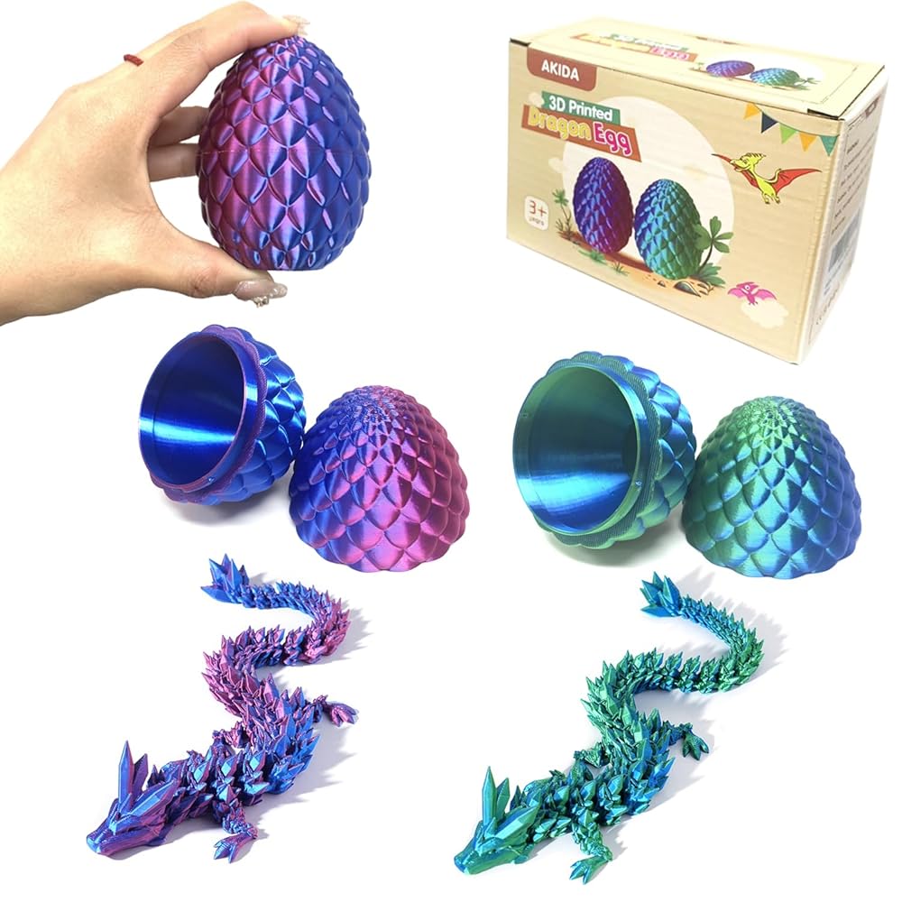 2 Packs Dragon Eggs with Dragon Inside, Dragon Egg Fidget Toy, 3D Dragon Eggs with Dragon Inside, Mystery Dragon Egg, 3D Printed Dragon Egg, Stocking Easter Basket Stuffers...