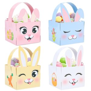 24 PCS Easter Baskets Easter Bunny Egg Basket Container with Handle Easter Decorative Gift Treat Boxes Rabbit Shape Easter Gift Baskets for Easter Day Egg Hunt School Classroom...