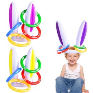 3 Pack Inflatable Easter Bunny Ring Toss Game with Score Ring - Easter Basket Essential for Kids Indoor Outdoor Rabbit Ears Toss Toy, Family Party Games School Carnival...