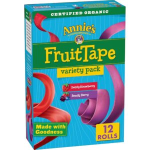 Annie's Organic Fruit Tape, Easter Basket Stuffers, Swirly Strawberry and Bendy Berry Flavors, Variety Pack, 9 oz, 12 Rolls