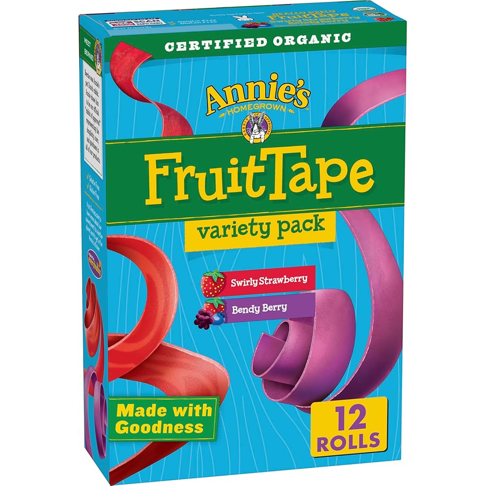 Annie's Organic Fruit Tape, Easter Basket Stuffers, Swirly Strawberry and Bendy Berry Flavors, Variety Pack, 9 oz, 12 Rolls