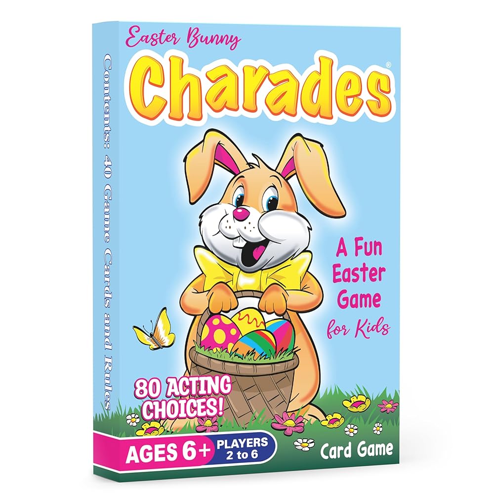 Arizona GameCo Easter Bunny Charades for Kids – A Fun Spring/Easter-Themed Game - No Reading Required - Makes a Great Gift or Easter Basket Stuffer - 80 Acting Choices - No...