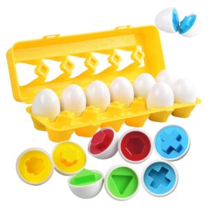 CPSYUB Matching Eggs Toys Color & Shape Recognition Sorter Puzzle, Montessori Toys for Baby Easter Travel Bingo Game, Sensory Early Learning Fine Motor Skills for Year Old Kids