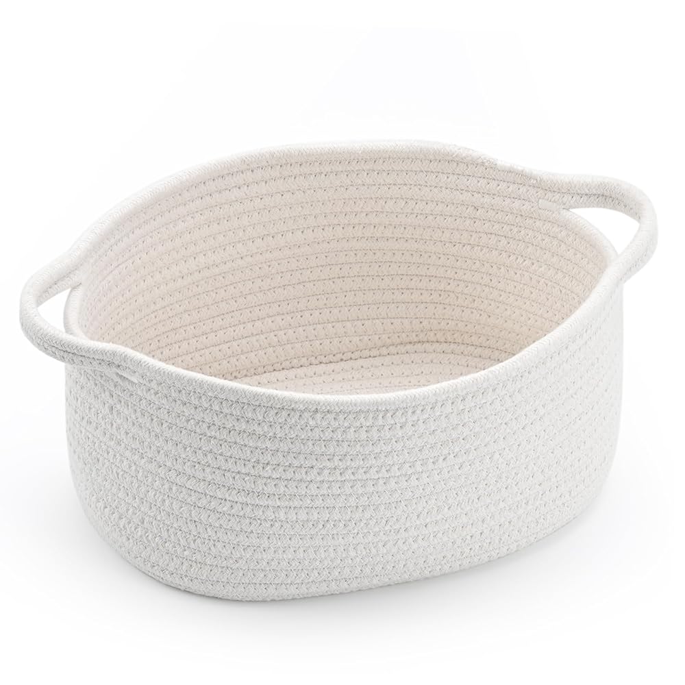 Cute Woven Easter Basket with Handle, Baskets for Gifts Empty, Present Containers for Raffle Baby Shower Burr Basket, Decorative Organizer Box for Storage Baby Toy, 13"D x 8"W x...