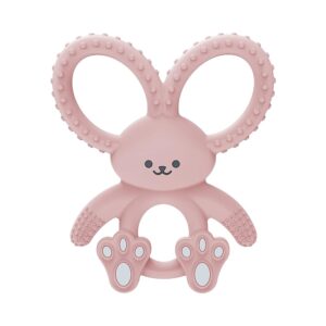 Dr. Brown's Flexees Pink Bunny, Soft 100% Silicone Baby Teether, BPA Free, 3m+