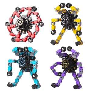 Easter Basket Stuffers Transformable Fidget Spinners 4 Pcs for Kids and Adults Stress Relief Sensory Toys for Boys and Girls Fingertip Gyros for Party Favors Stocking Stuffers...