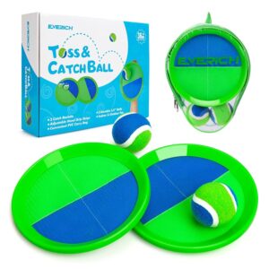 EVERICH Upgraded Toss and Catch Ball Game Set - Indoor and Outdoor Games for Kids 3-12, Beach Sand Pool Water Toy Includes 2 Paddles 2 Sticky Balls, Great Birthday Easter Gifts...