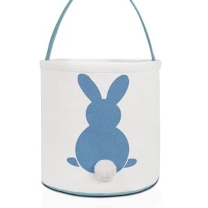 MONOBLANKS Easter Bunny Basket Bags, Rabbit Bucket Tote for Easter Egg Hunts Decorations Candy Gifts Storage (Blue)