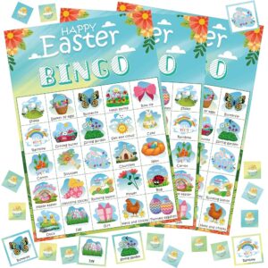 OHOME Easter Bingo Games for Kids Basket Stuffers | Easter Crafts Toys for Boys Girls Adults Teens,Classroom Activities Gifts Party Favors - Easter Basket Essentials (24 Players)