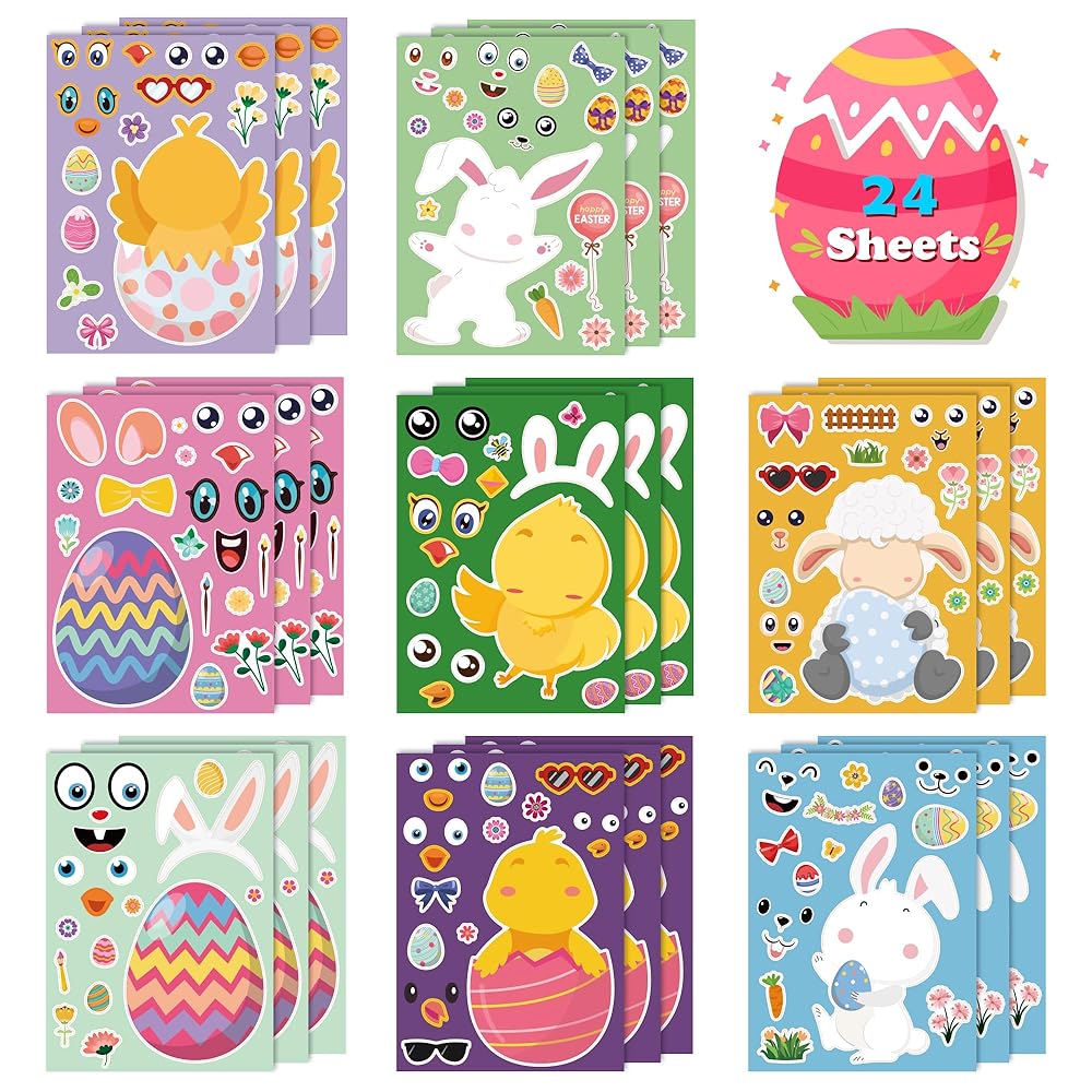 OHOME Easter Stickers - Easter Basket Stuffers for Kids - DIY Happy Easter Egg Bunny Sticker Easter Crafts Stickers,Kids Easter Gifts Decor Treats Games Toys Activities Party...