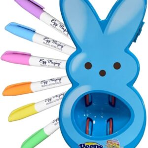 The Eggmazing Egg Decorator - Peeps Bunny - Arts and Craft Set Includes 6 Colorful Quick Drying, Non-Toxic Markers - Blue - Packaging May Vary