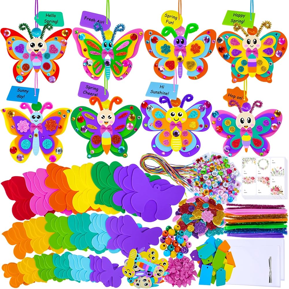 Winlyn 24 Sets Spring Butterfly Craft Kits DIY 3D Butterfly Ornaments Decorations Art Set Assorted Butterfly Foam Stickers Spring Arts and Crafts for Kids Party Favors Home...